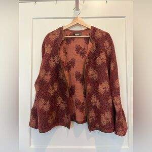 Aida Dalali Vtg Artsy Boho Tapestry Floral Quilted Wool Blend Blanket Jacket